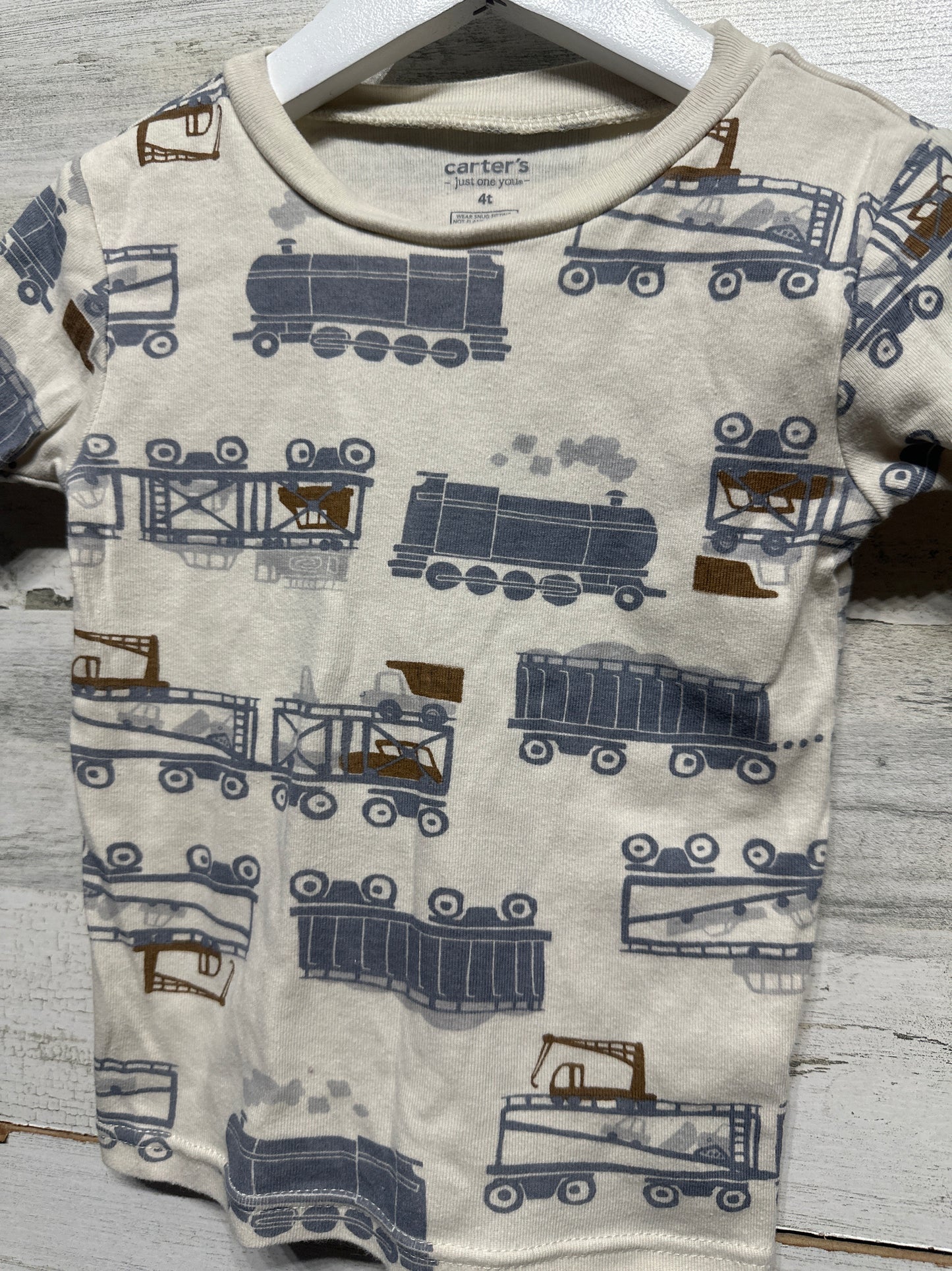 Boys Size 4t Carters Cotton Transportation Pajama Set - Good Used Condition