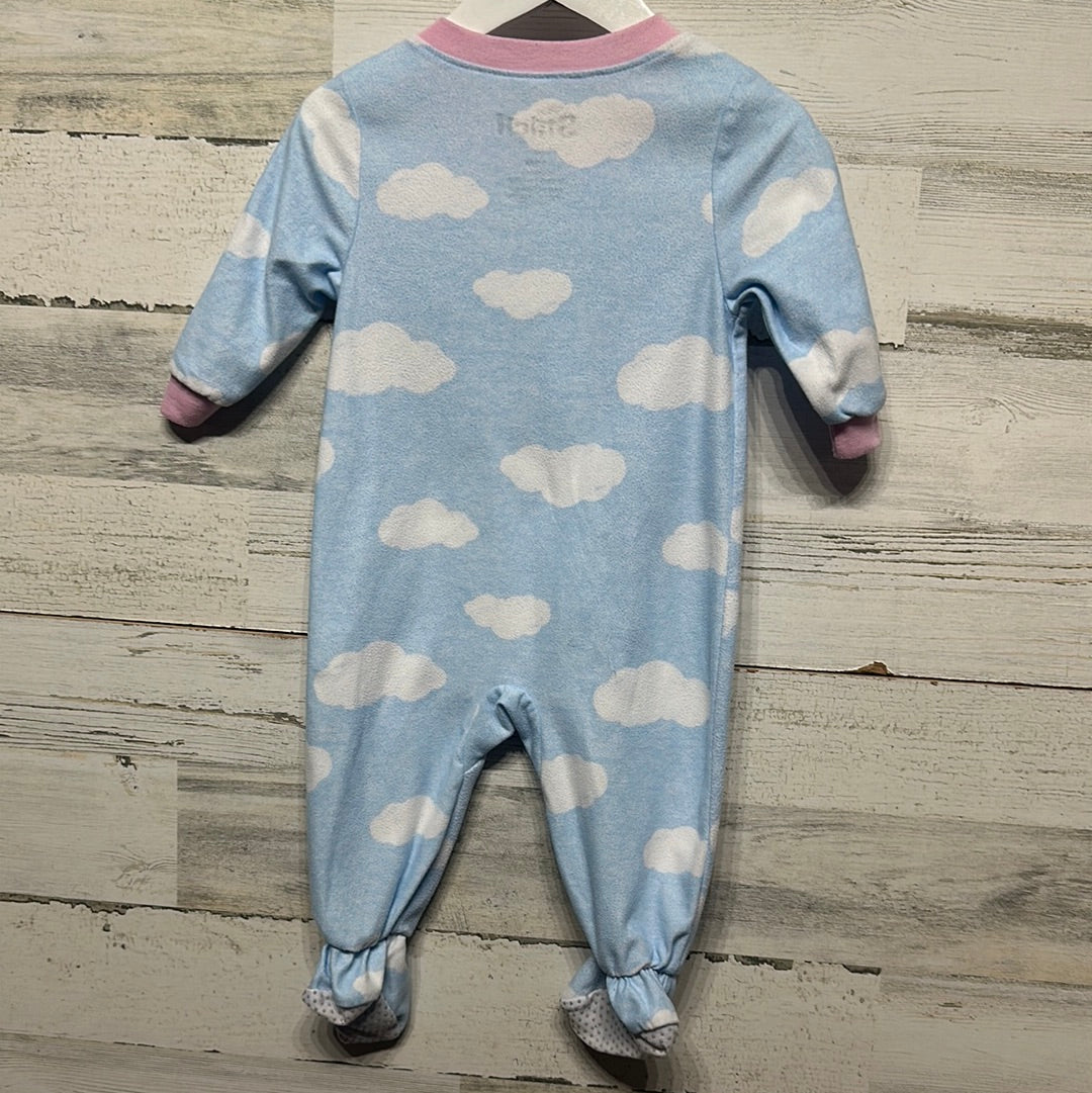 Girls Size 12m Disney Stitch Fleece Footie - Good Used Condition
