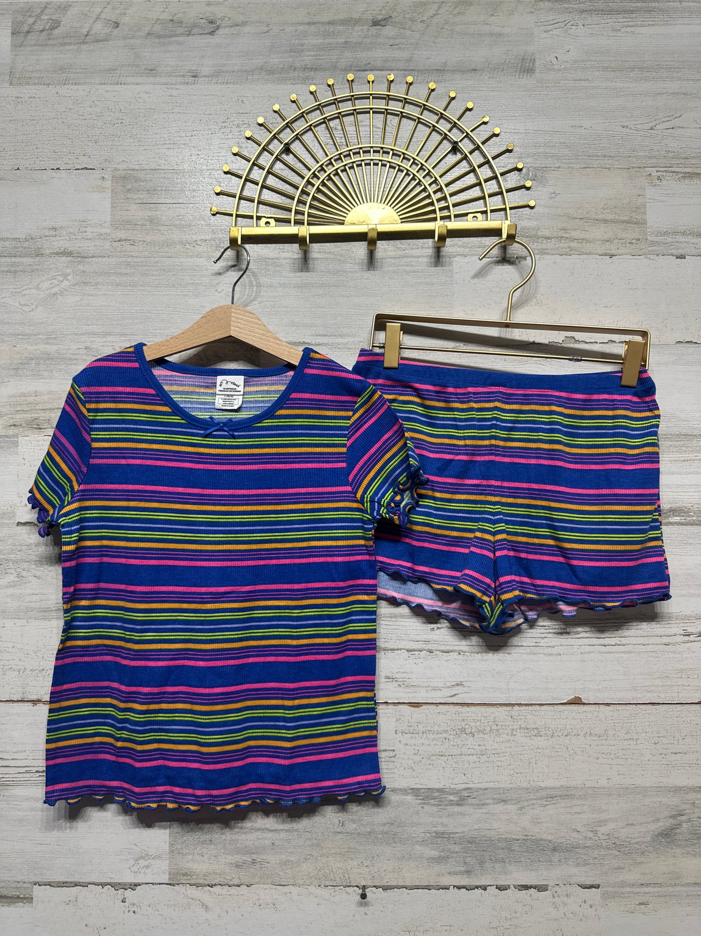 Size 10/12 Large Art Class Striped Shorts Pajama Set - Very Good Used Condition