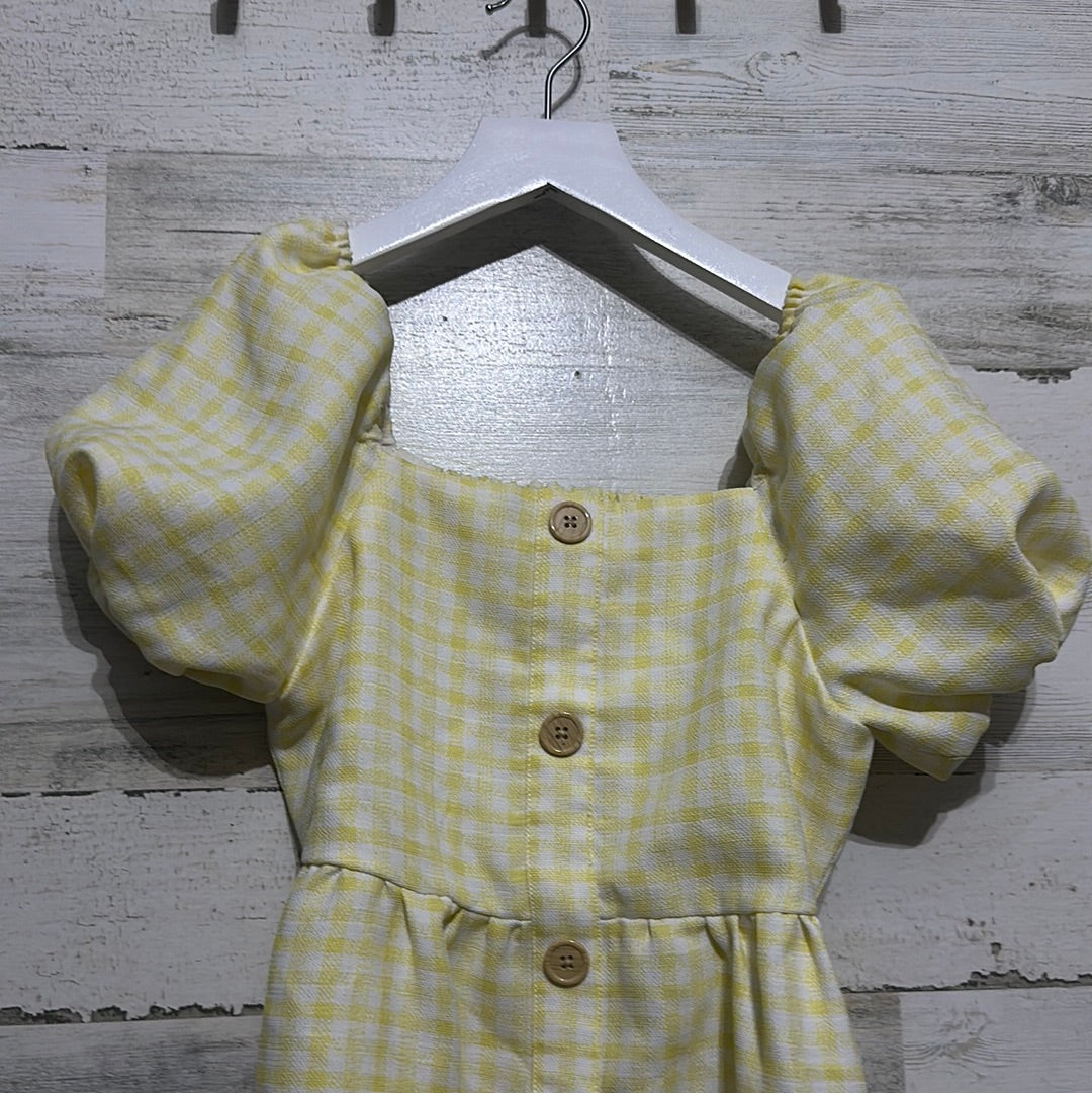 Girls Size Large GB Girls yellow plaid dress - good used condition