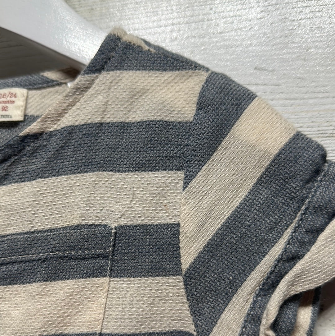 Girls Size 18-24m Zara Striped Dress with Rope Belt - Play Condition