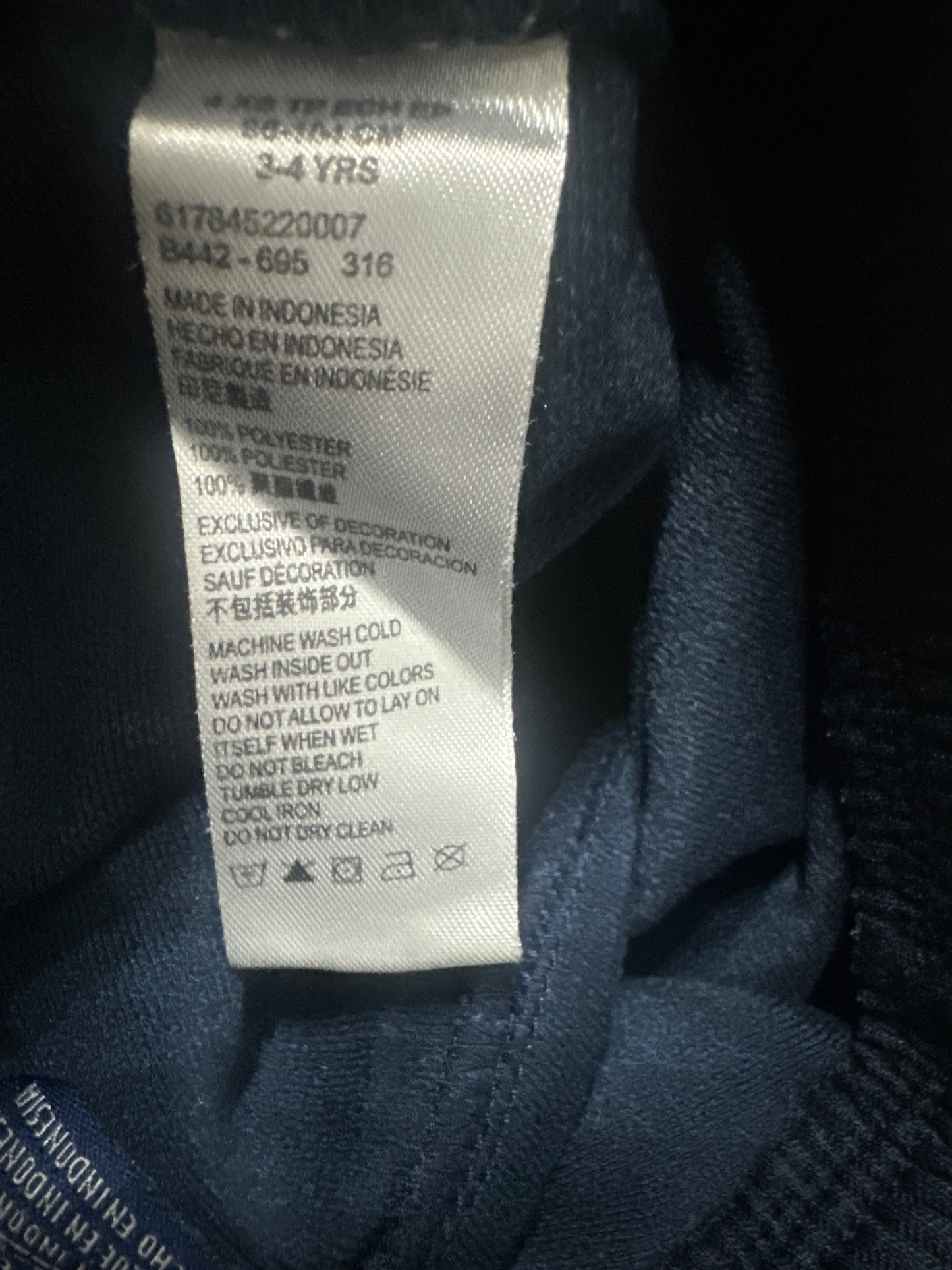 Boys Size 4 / XS (Fits 3-4 years) Nike Navy Fleece Lined Athletic Pants - Very Good Used Condition