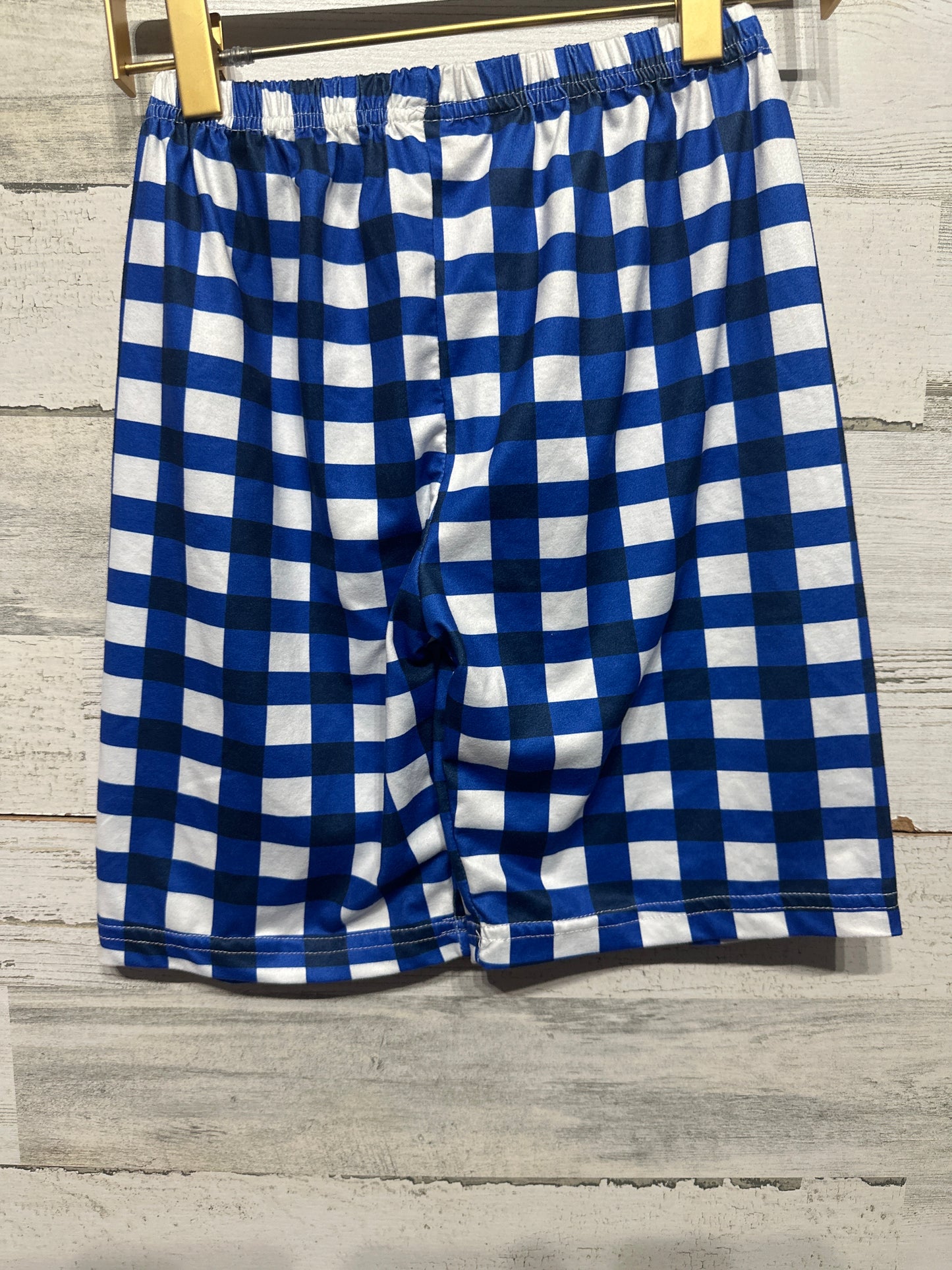 Boys Size 7-8 Blue Plaid Shorts - Good Used Condition