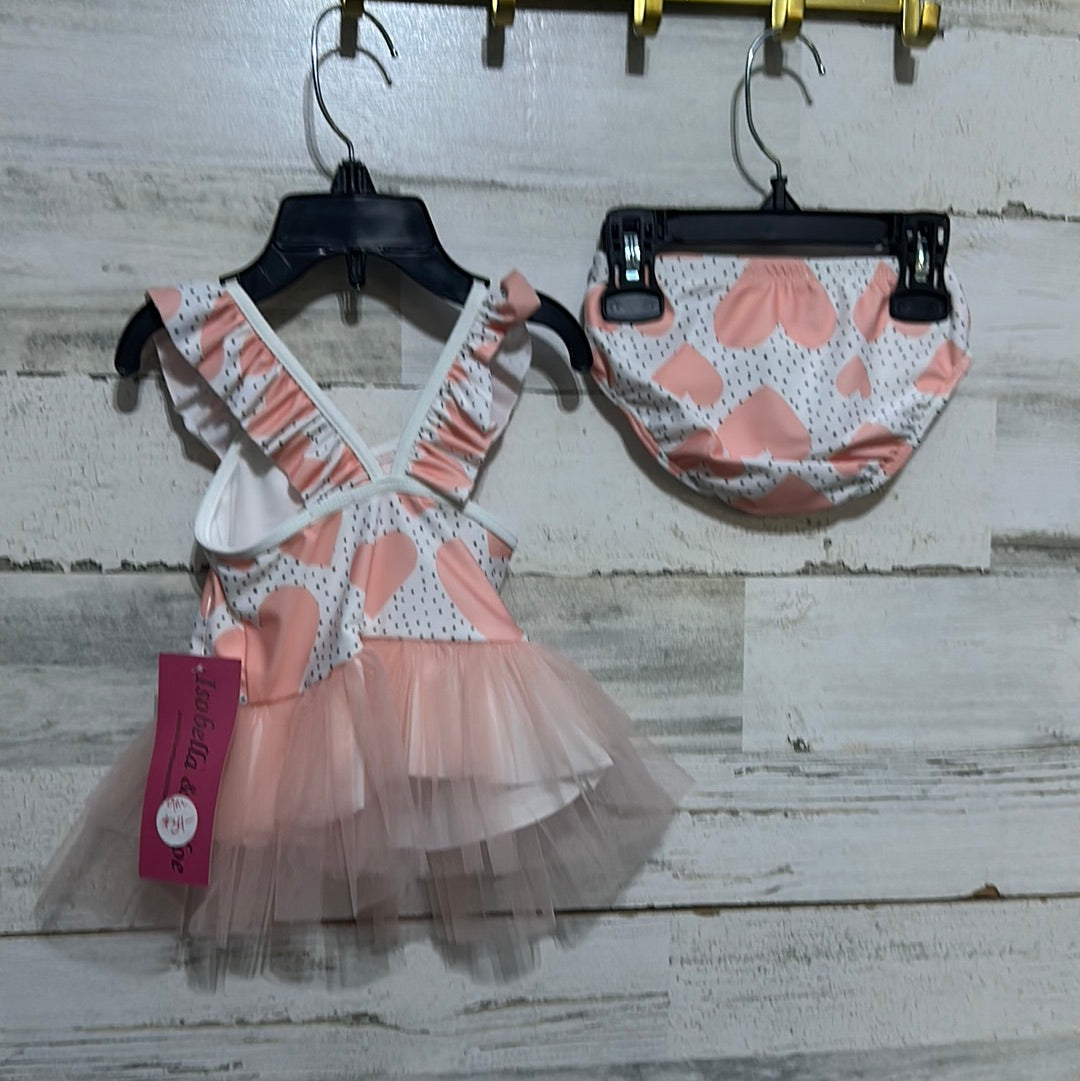 Girls Size 9m Isobella and Chloe two piece heart tutu swimsuit - new with tags