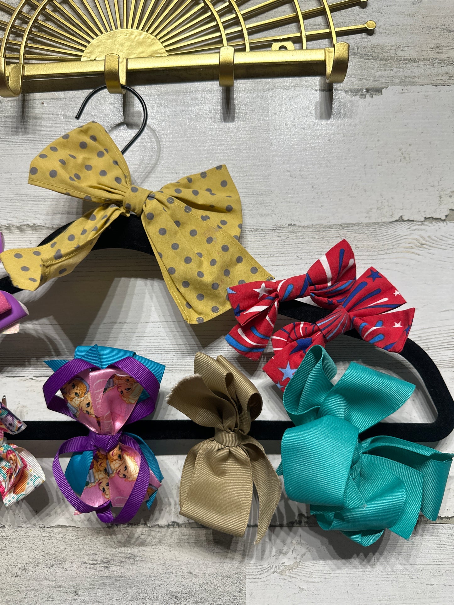 Lot of 10 Hair Bows - Bows on Alligator Clips - Good Used Condition