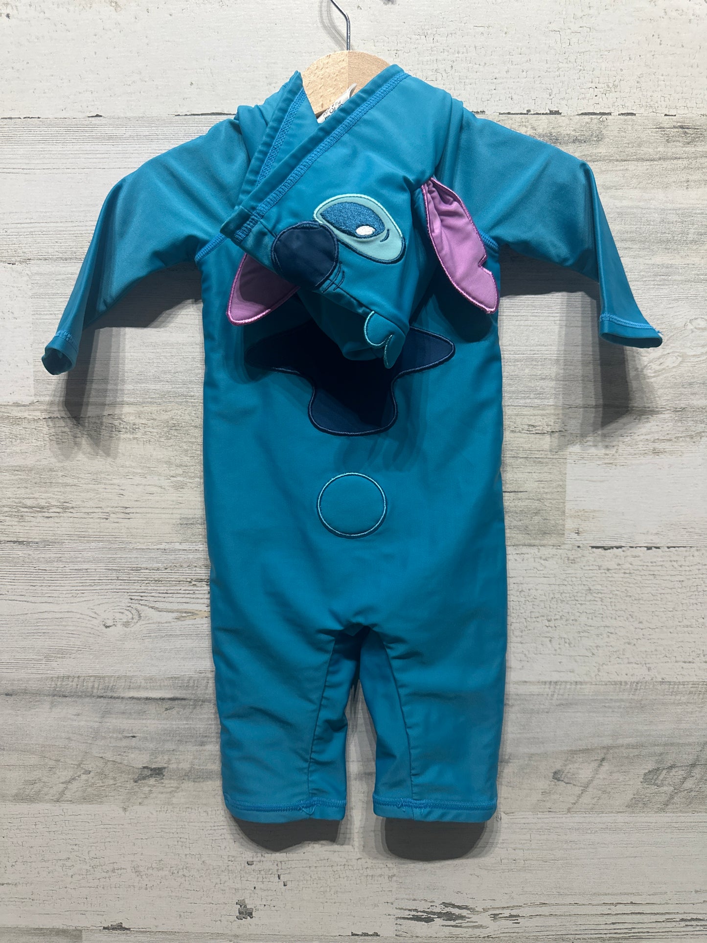 Size 3-6m Disney Stitch Hooded Rashguard Swimsuit - Very Good Used Condition
