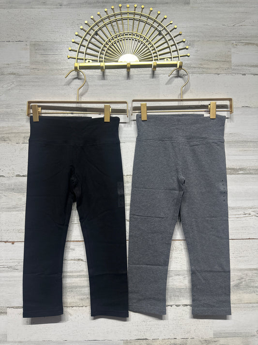 Size 8 Justice "Pedal" Capri Leggings (2 pair) - Gray and Black - New With Tags