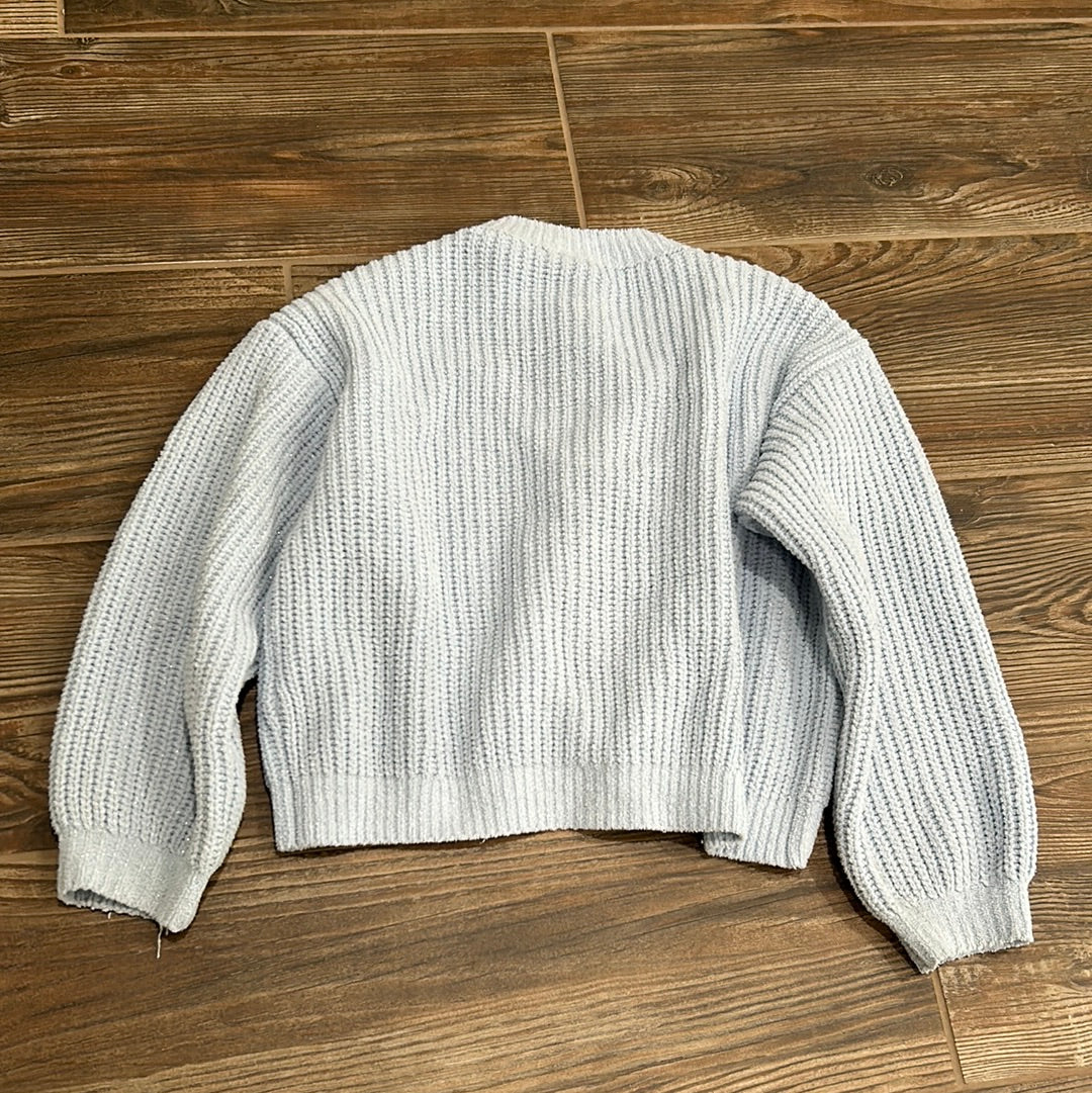 Girls Size 8 Old Navy Sparkle Baby Blue Sweater- Very Good Used Condition