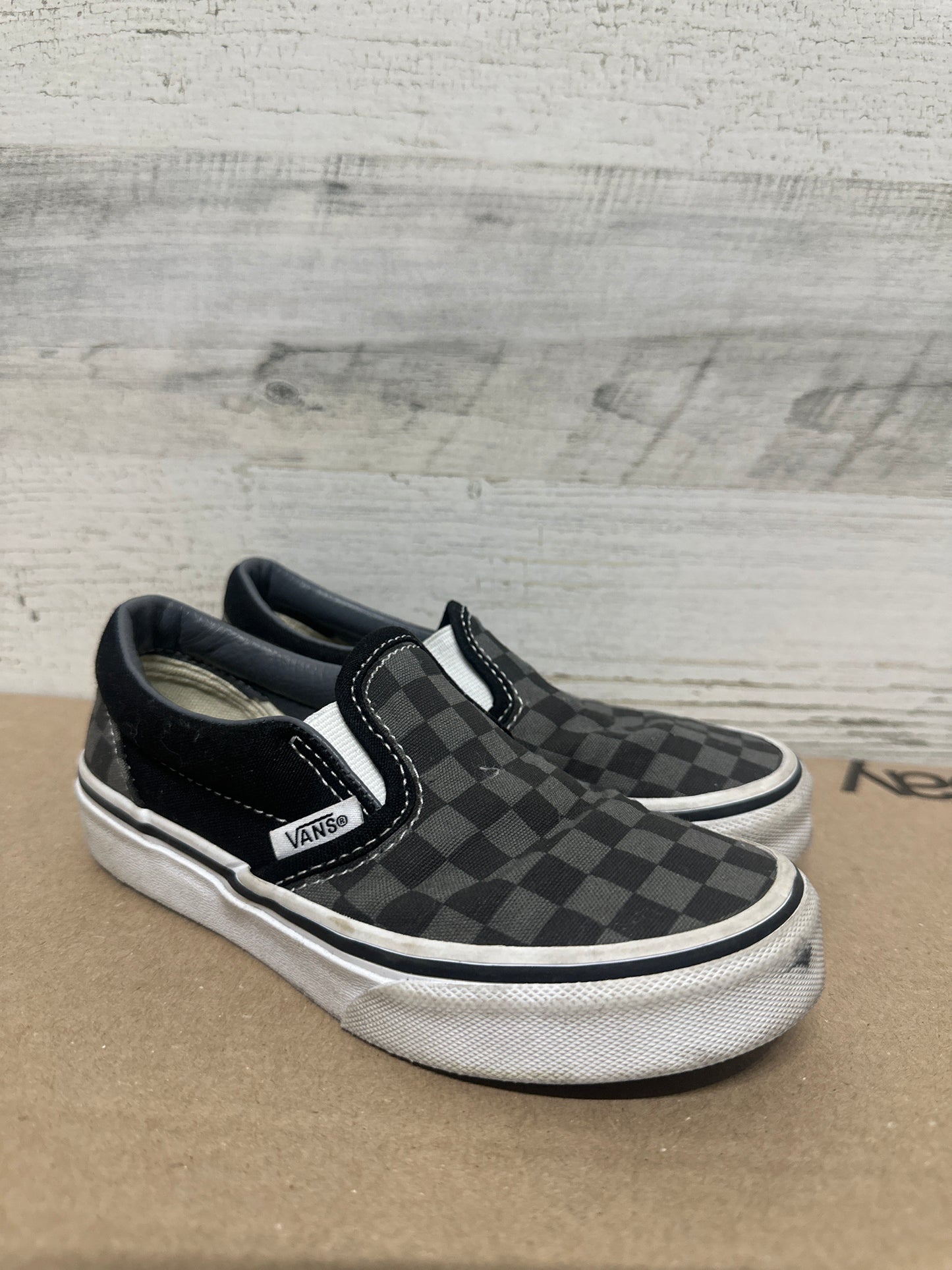Boys Size 12.5 Kids Vans Checkered Slip On Shoes - Good Used Condition