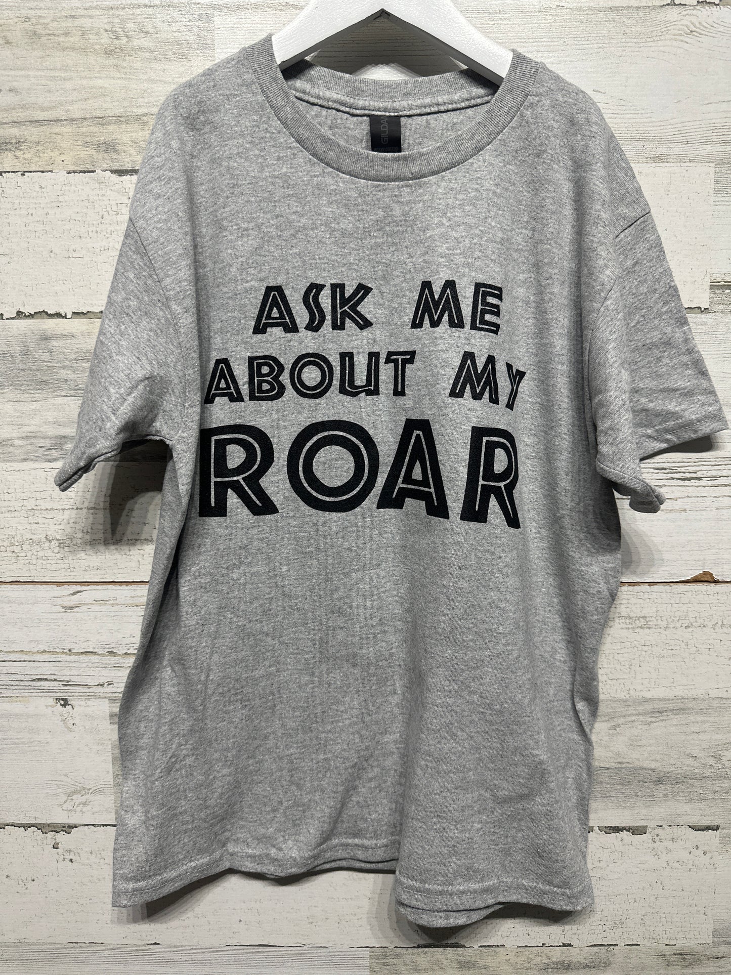 Boys Size Youth Medium (Fits Like 10/12) Ask Me About My Roar TShirt - Very Good Used Condition