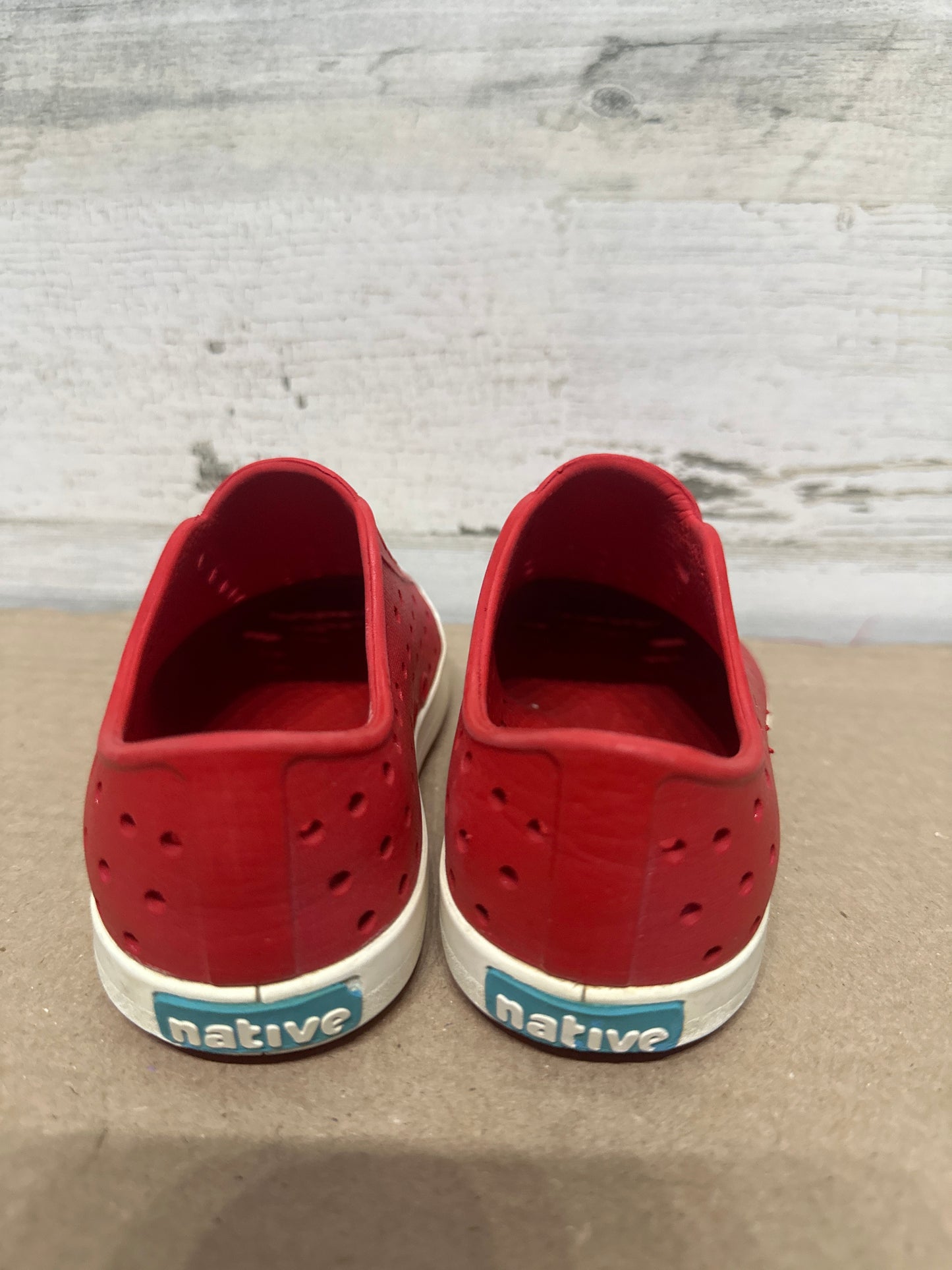 Size 10 Toddler Native Red Iridescent Slip On Shoes - Good Used Condition