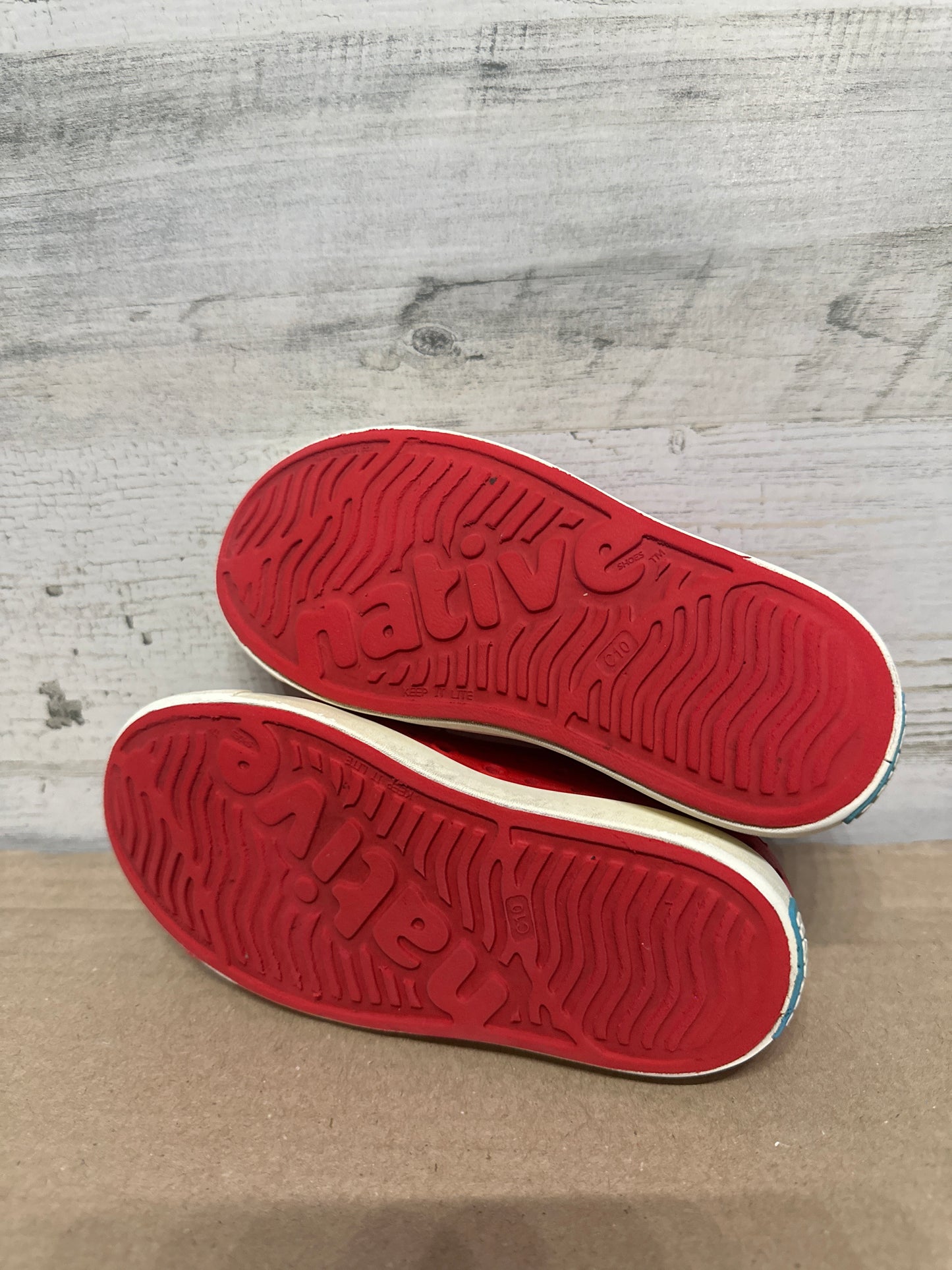 Size 10 Toddler Native Red Iridescent Slip On Shoes - Good Used Condition