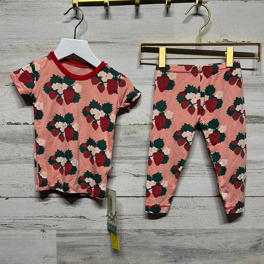 Girls Size 18/24m Kickee Pants Bamboo Blush Strawberry Farm Pajama Set - New With Tags