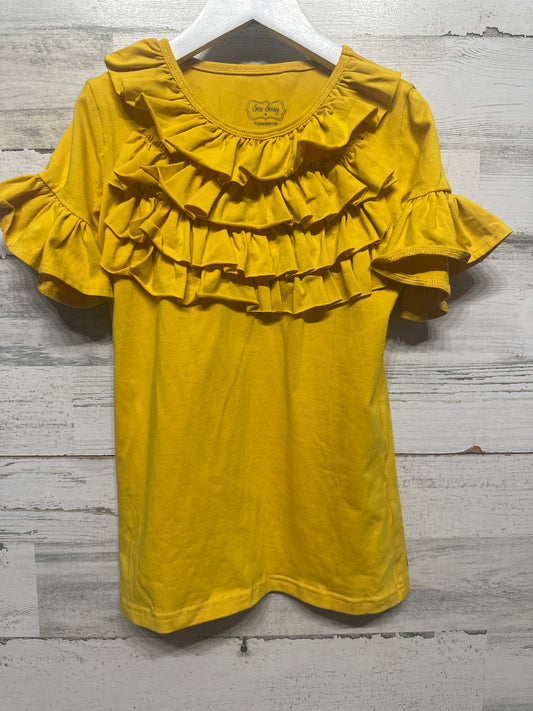 Size 8 Sew Sassy Gold Ruffle Shirt - Very Good Used Condition