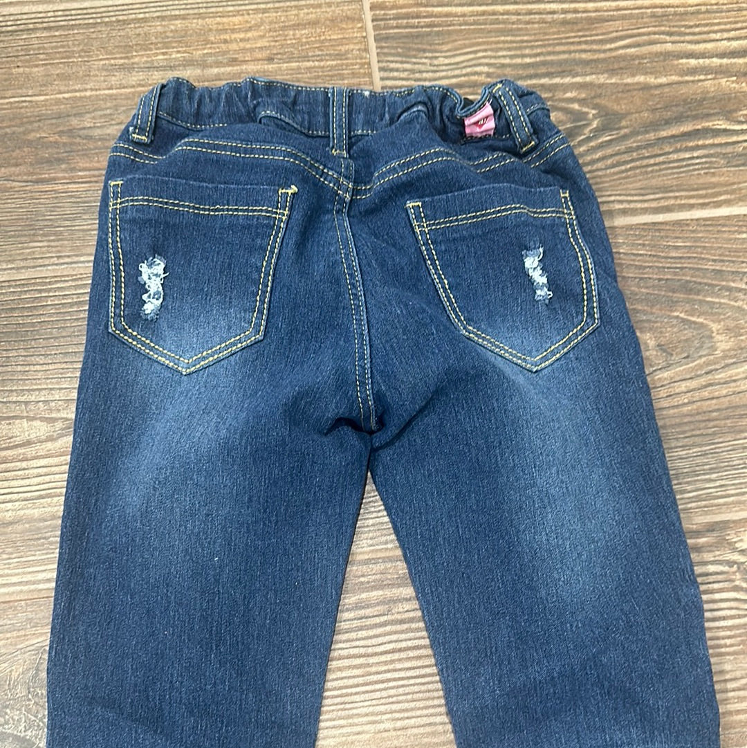Girls Size 12 Pink Latte Adjustable Waist Distressed Jeans - Good Used Condition