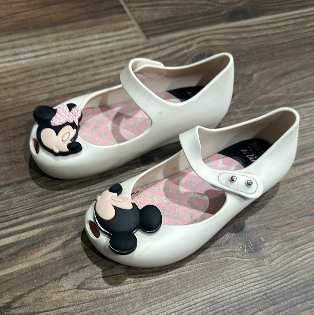 Girls Preowned Size 10 (Toddler) Mini Melissa Minnie and Mickey Shoes - Good Used Condition