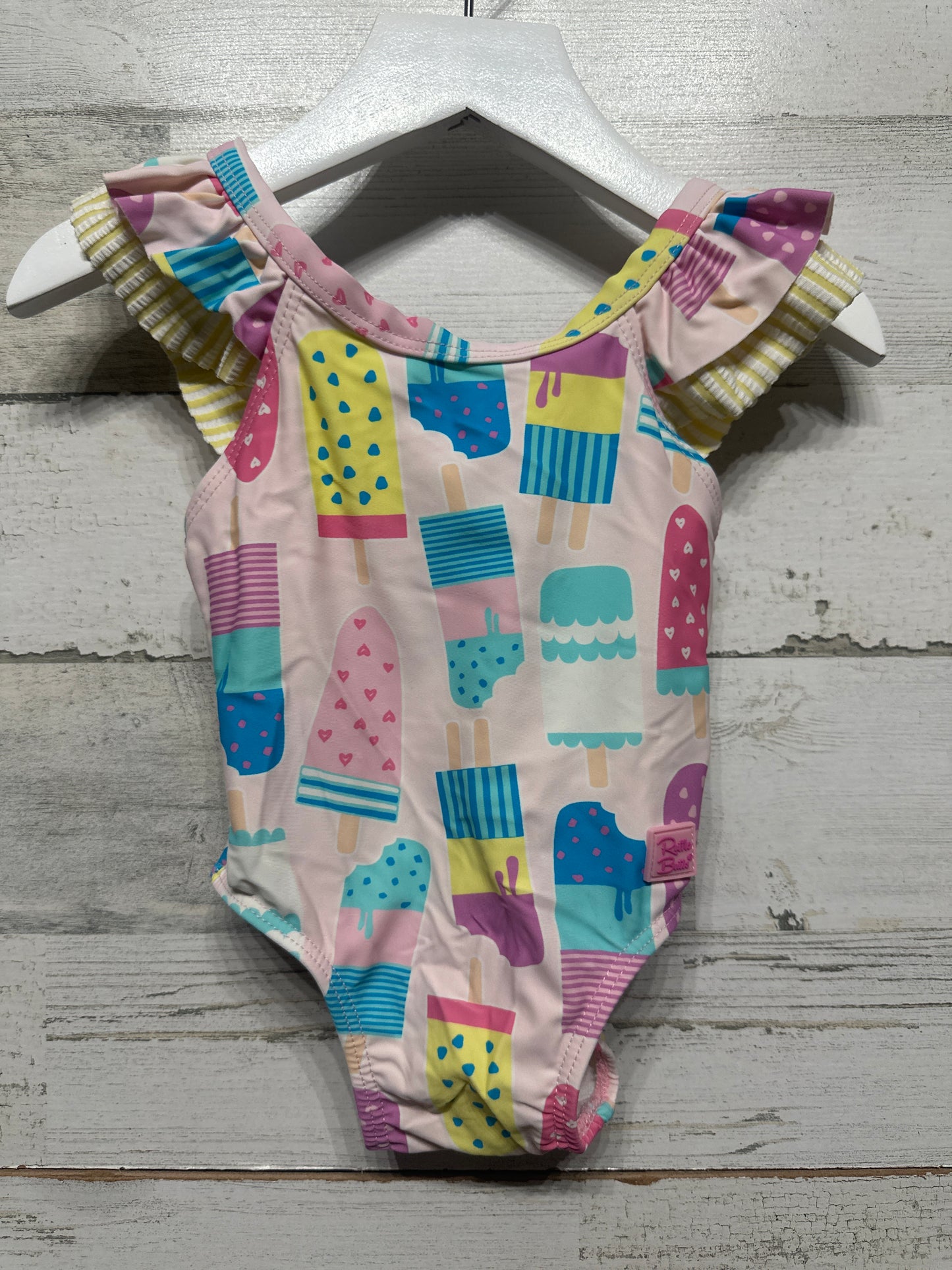 Girls Size 6-12m Ruffle Butts Popsicle Swimsuit - Good Used Condition