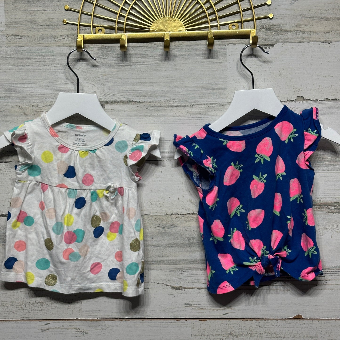 Girls Size 12m Carter's Shirt Lot (3 Pieces) - Good Used Condition