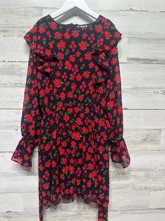 Size 12 Kidpik Floral Long Sleeve Dress - Very Good Used Condition