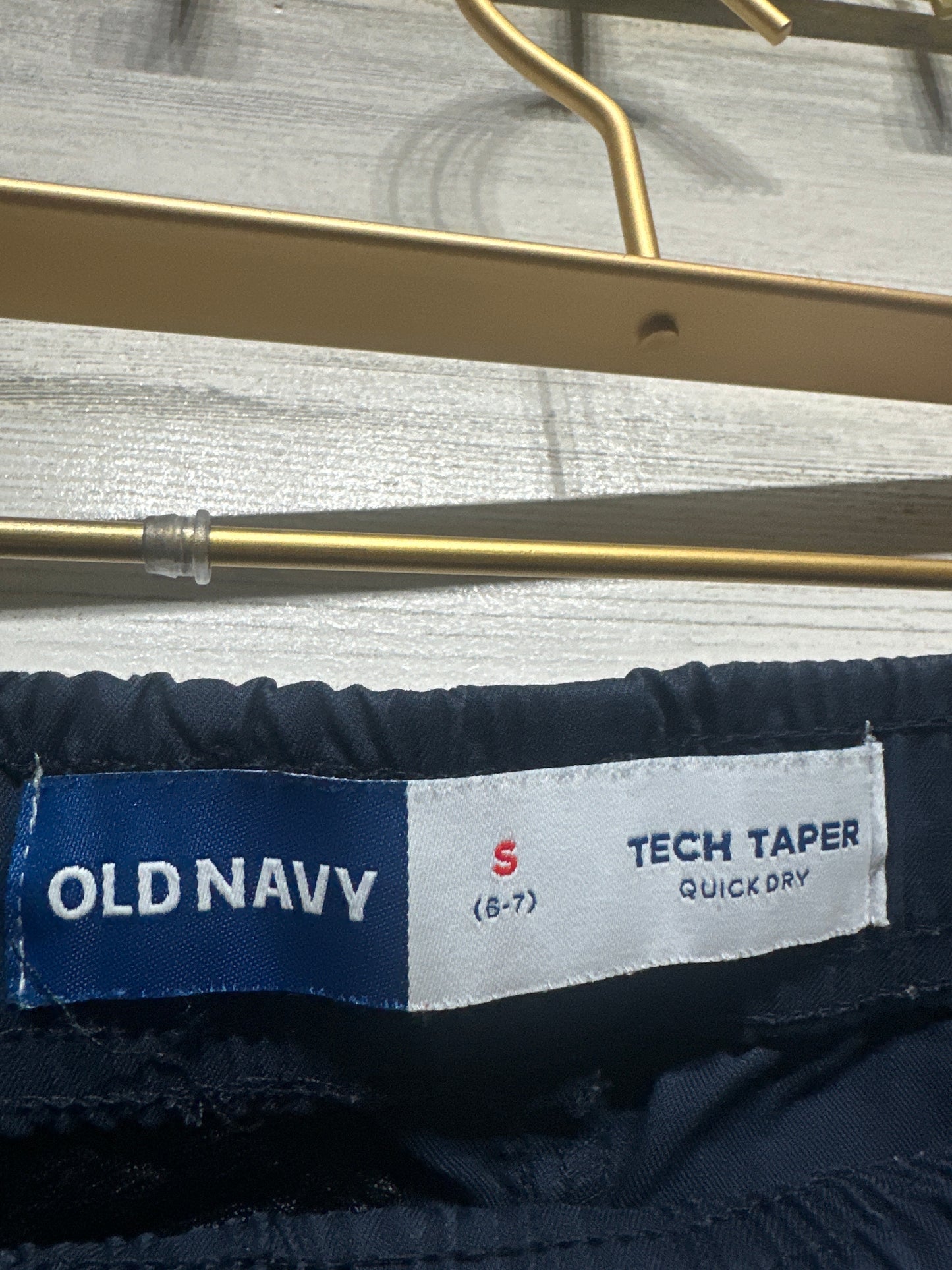 Boys Size 6-7 (Small) Old Navy Tech Taper Quick Dry Navy Blue Pants - Very Good Used Condition