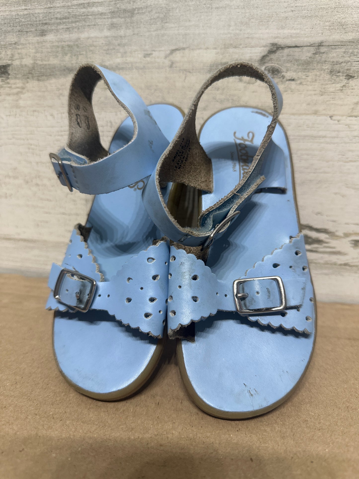 Size 11 Toddler Footmates Light Blue Velcro Sandals - Good Used Condition*