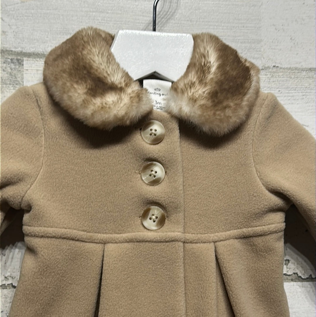 3m Starting Out Tan Peacoat with Faux Fur Collar - Very Good Used Condition