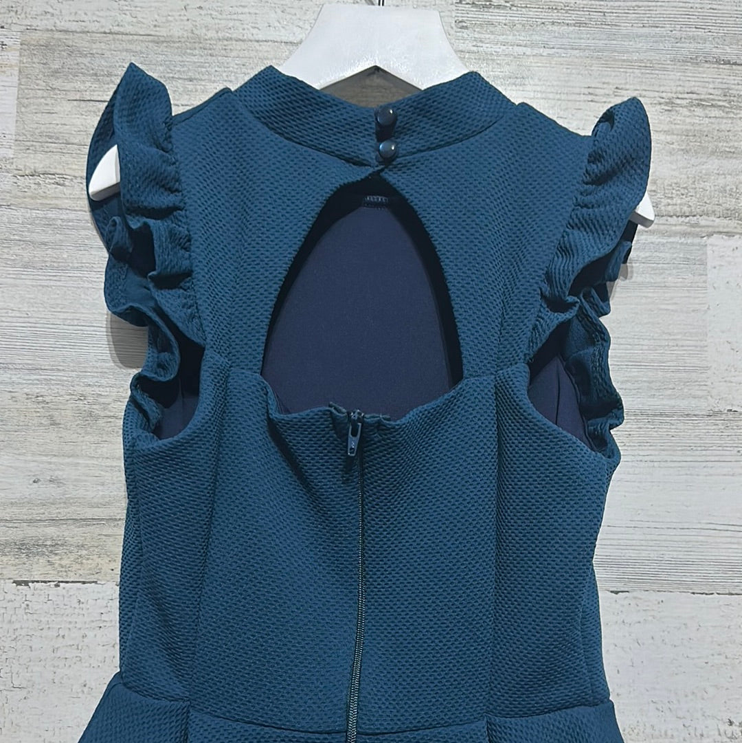 Girls Preowned Size 10 Ava and Yelly dark teal dress - very good used condition