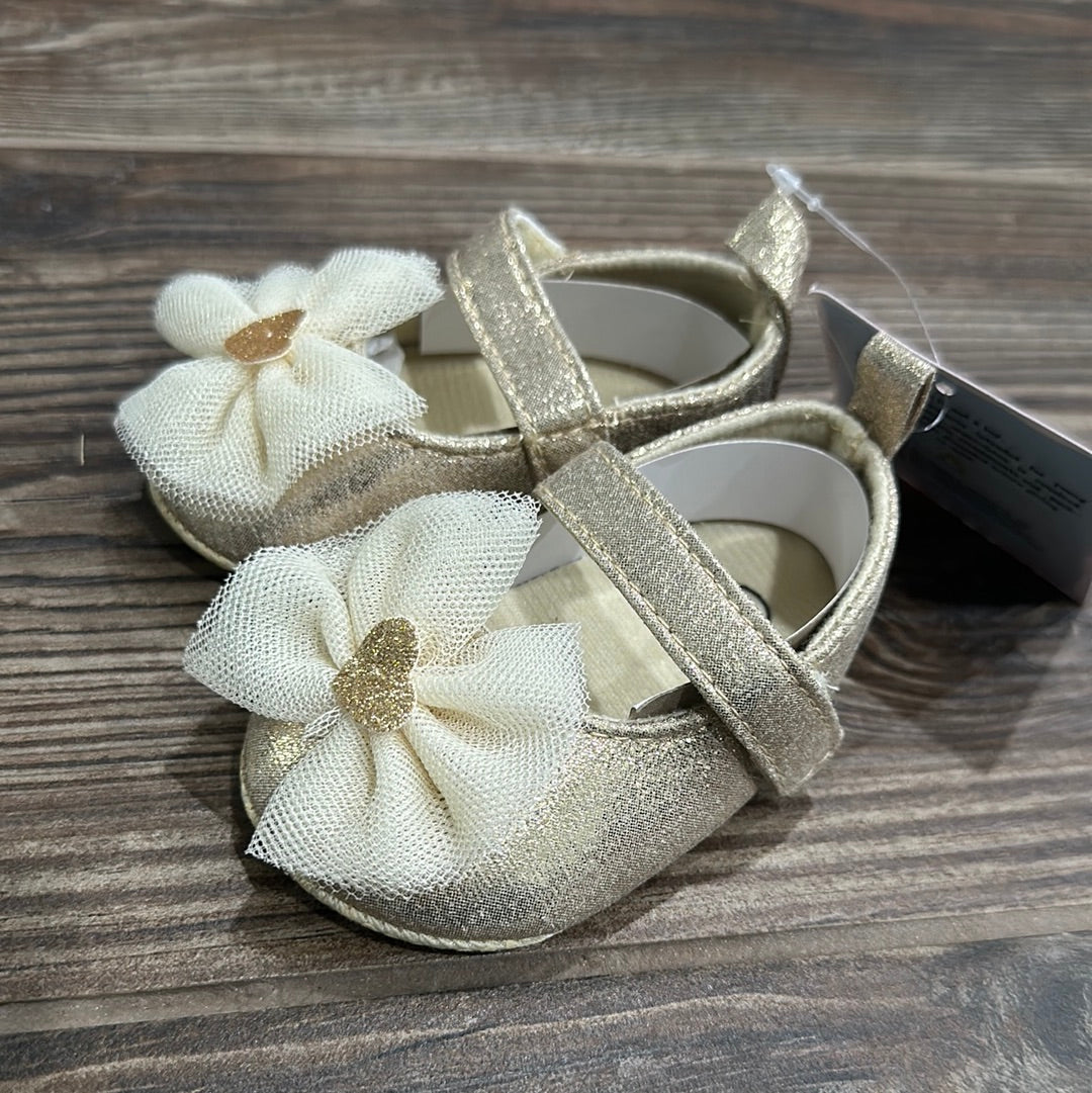 Girls Size 0-6m (Infant) Gold Bow Flats - New With Tags
