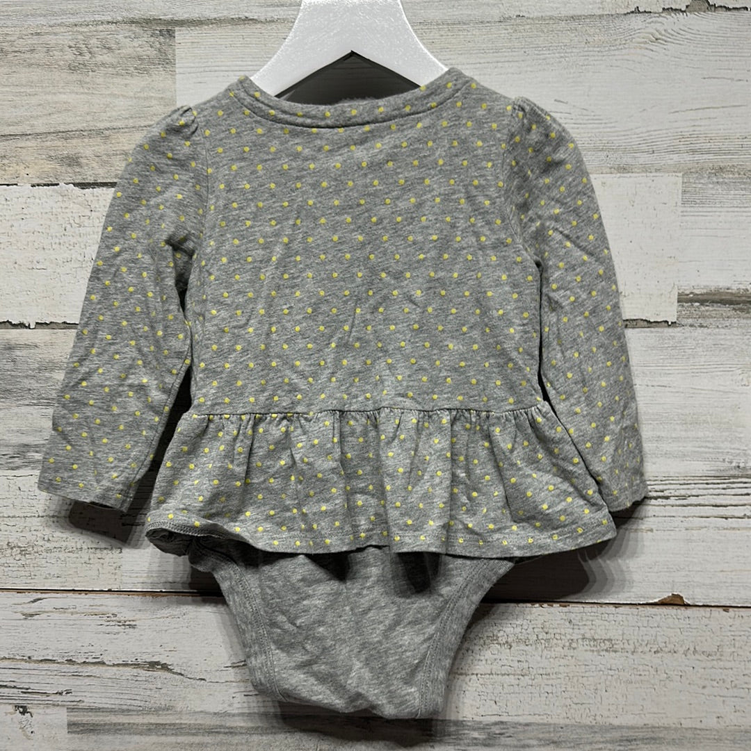 Girls Size 18-24m Gap Yellow Polka Dot Skirted Onesie - Good Used Condition