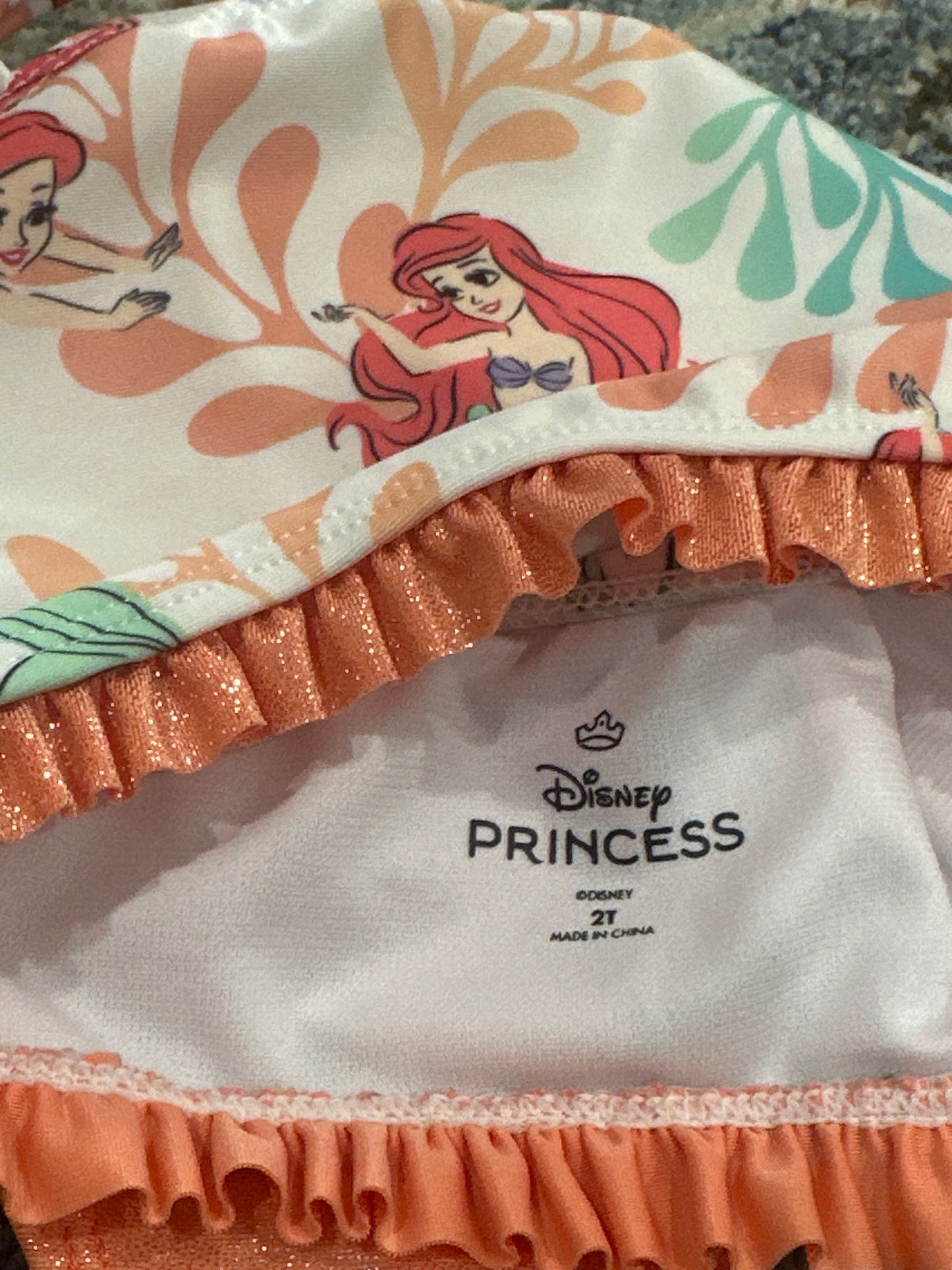 Disney Princess Little Mermaid Swimsuit Girls 2T VGUC