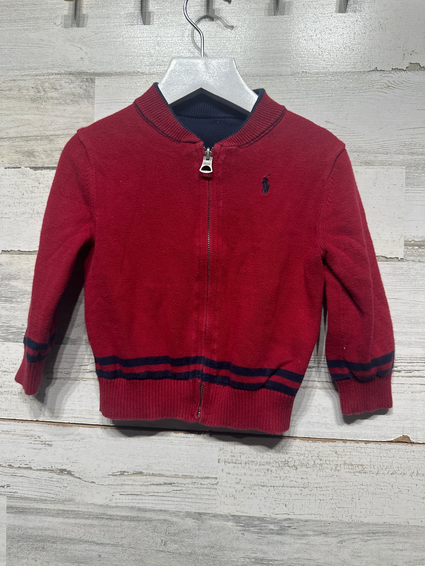 Boys Size 18m Ralph Lauren Polo 18m Reversible Zip Up Jacket (Red/Navy Blue) - Good Used Condition