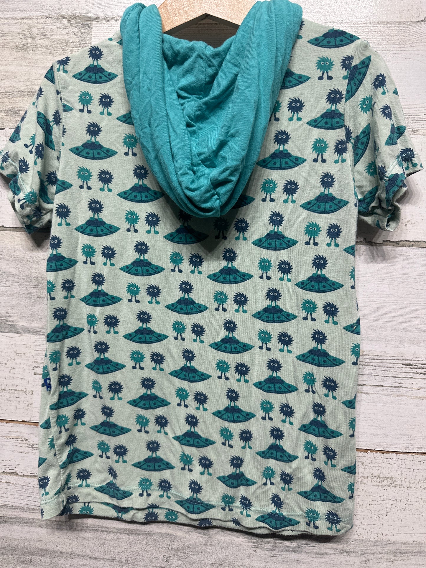 Boys Size 5/6 (XS) Kickee Pants Bamboo Aliens Hooded Shirt - Good Used Condition