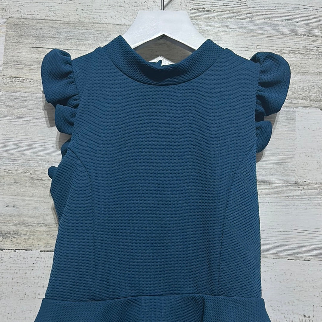 Girls Preowned Size 10 Ava and Yelly dark teal dress - very good used condition