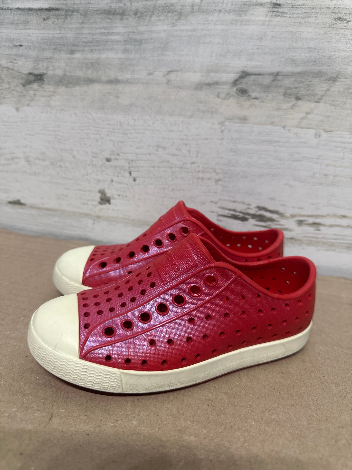 Size 10 Toddler Native Red Iridescent Slip On Shoes - Good Used Condition