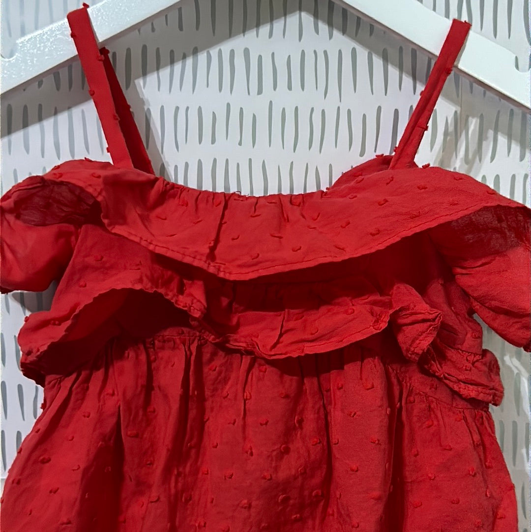 Girls Size 2/3 Zara Red Swiss Dot Dress - Good Used Condition