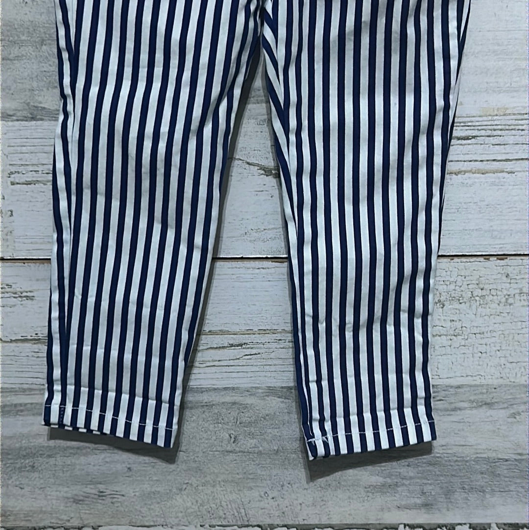 Girls Size 18-24m Zara navy striped adjustable waist pants - good used condition