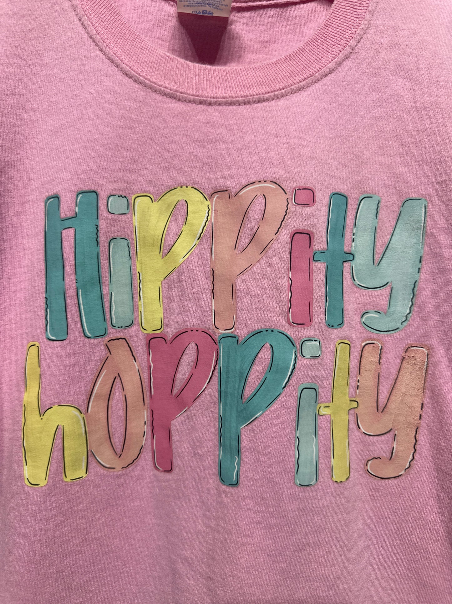 Girls Size Youth Large Hippity Hoppity Easter Shirt - Very Good Used Condition