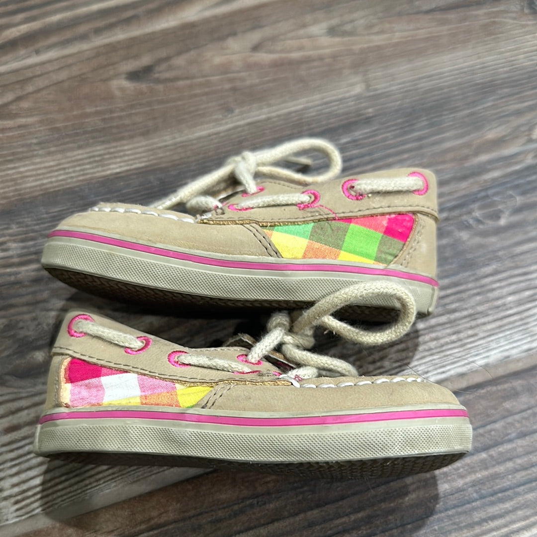 Girls Size 3 (Infant) Sperry Tan Boat Shoes - Good Used Condition