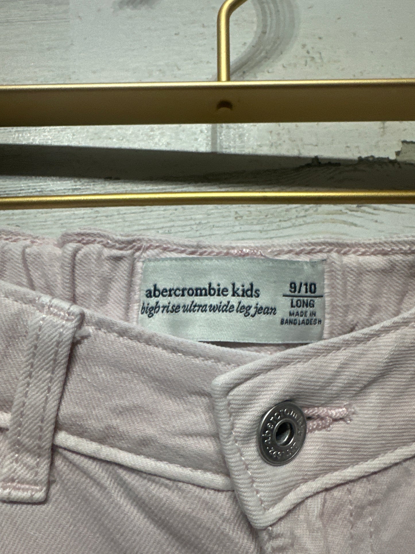 Size 9-10 Long Abercrombie Adjustable Waist High Rise Ultra Wide Leg Jeans and White Shirt - Good Used Condition