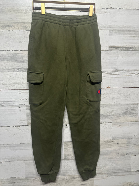Boys Medium (10/12) Champion Olive Green Cargo Sweatpants - Good Used Condition