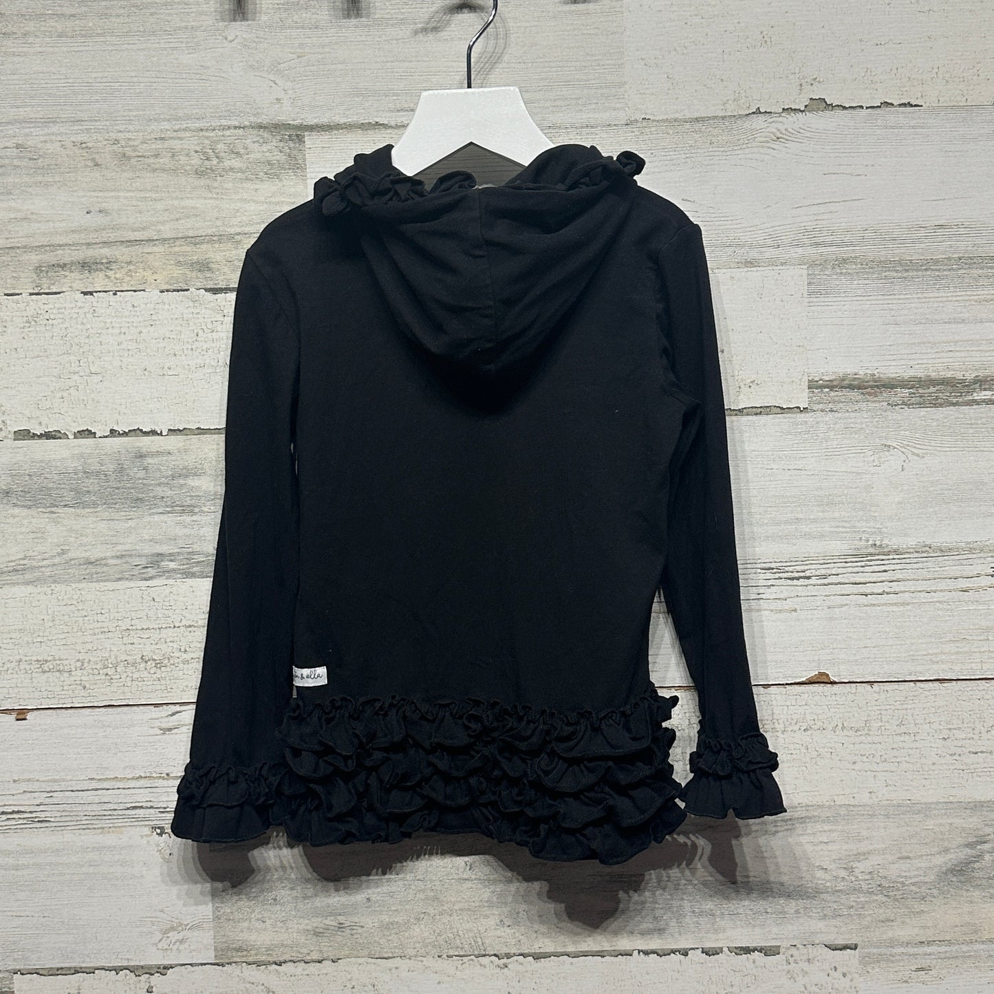 Girls Size 6 Layton & Ella Boutique Black Ruffle Hooded Jacket - Very Good Used Condition