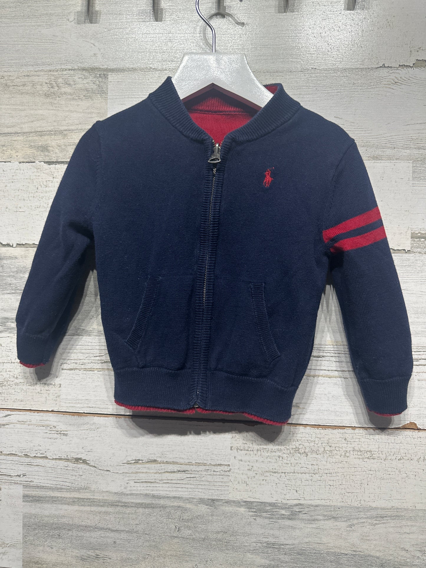 Boys Size 18m Ralph Lauren Polo 18m Reversible Zip Up Jacket (Red/Navy Blue) - Good Used Condition
