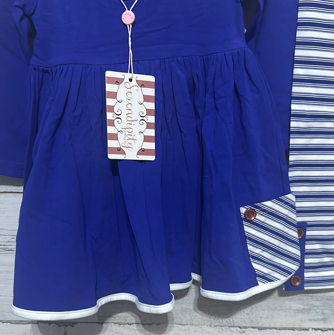 Girls Size 2t Serendipity royal blue dress with leggings - new with tags