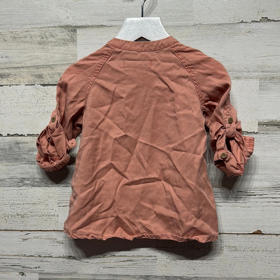 Girls Size 18-24m Zara Coral Pocket Shirt Dress - Good Used Condition