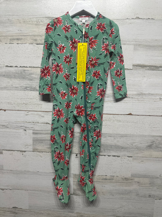 Size 18-24m Angel Dear Bamboo Poinsettia Ruffle Zipper Footie - New With Tags