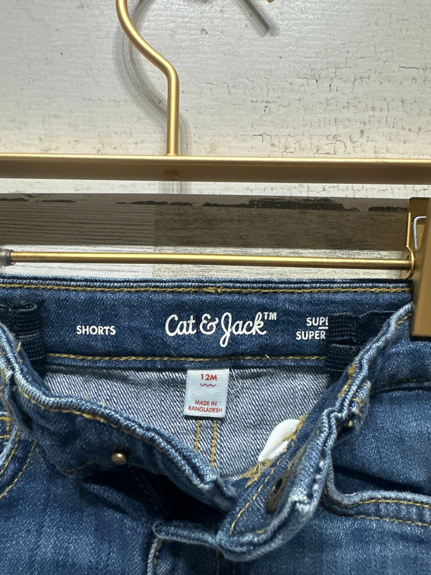Boys Size 12m Cat and Jack Distressed Denim Shorts - Very Good Used Condition