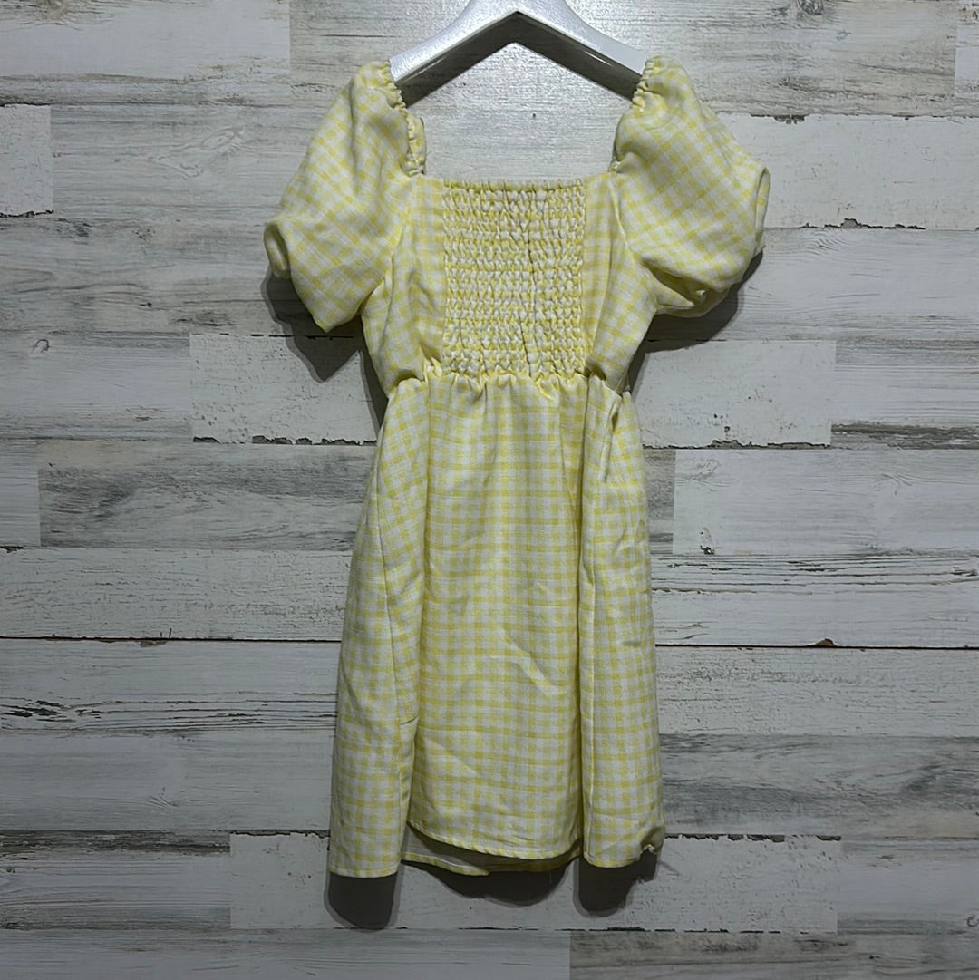 Girls Size Large GB Girls yellow plaid dress - good used condition