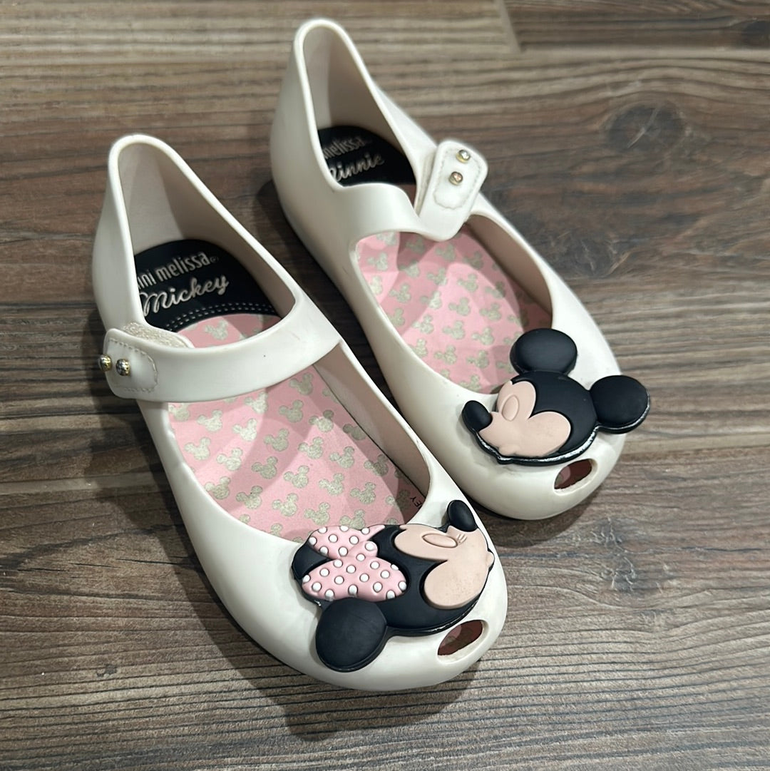 Girls Preowned Size 10 (Toddler) Mini Melissa Minnie and Mickey Shoes - Good Used Condition