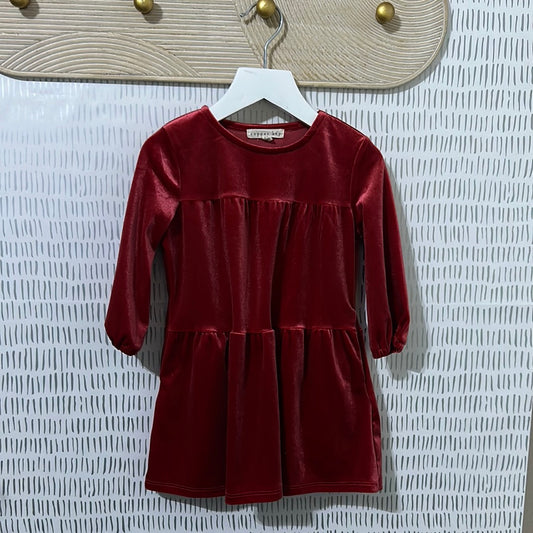 Girls Size 2t Copper Key Red Velvet Dress - Good Used Condition