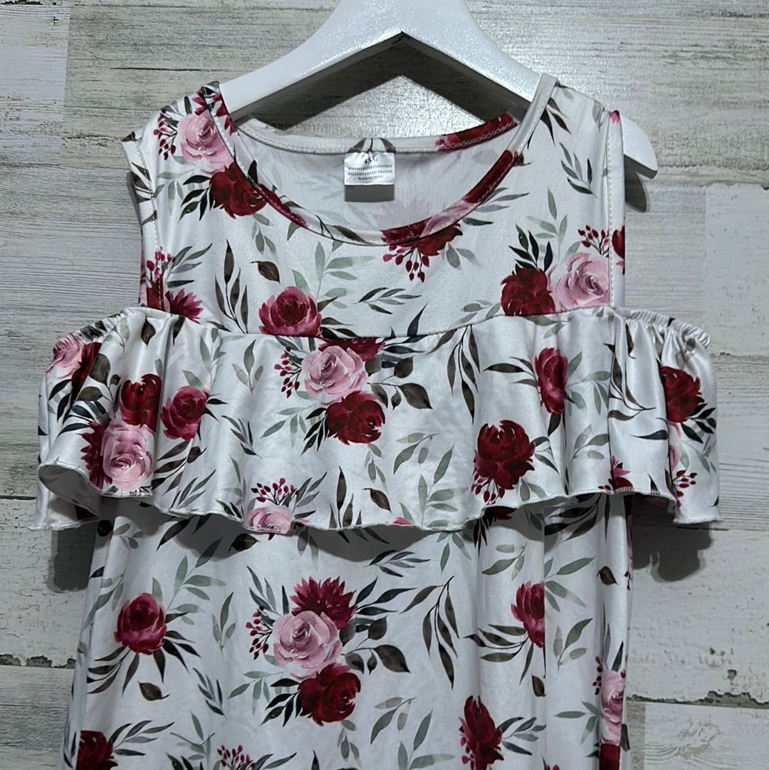 Girls Size 10-12 white floral dress - good used condition